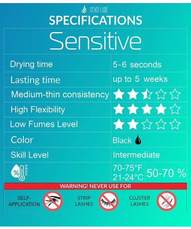 Stacy Lash Sensitive Eyelash Extension Glue 0.34 fl.oz - Low Fume, 5-6 Sec Drying Time, 5 Weeks Retention - Professional Use Only Black Adhesive for Individual Semi-Permanent Lash Extensions - Buy Online on GoSupps.com