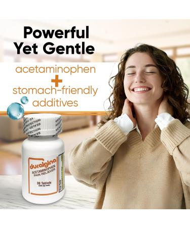 DURALGINA Acetaminophen Tablets | for Headache Muscle Aches Menstrual Cramps Back Pain Toothaches Fever Reducer Fast-Acting Gentle on Stomach Safe for Adults and Teens 12+ 30 Count 2-Pack - Buy Online on GoSupps.com