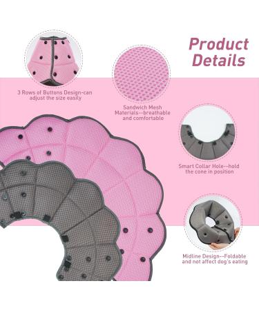 Soft Dog Cone - Icoii Sore Crane Collar for Spayed/Neutered Dogs | Leak Protection & Comfort for Large Breeds like Pitbulls Beagles Bulldogs - Pink L - Buy Online on GoSupps.com