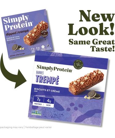 Simply Protein - Cookies & Cr me Dipped Bars 5 Bars - Plant Based Protein Snack Bars Snacks for Kids - 7g Protein 4g Sugar 100 Calories - Vegan Gluten Free Non GMO Kosher - 1 Box Cookies And Cream 5 Count (Pack of 1) - Buy Online on GoSupps.com