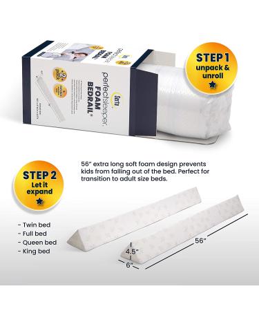 Serta Perfect Sleeper Foam Bedrail 2pk - Toddler & Kids Guardrail with Water-Resistant Non-Slip Cover - Machine Washable - White - Buy Online on GoSupps.com