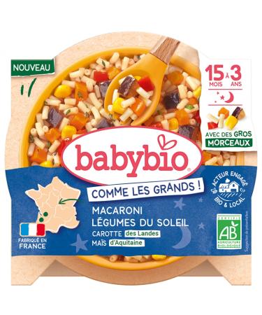 Baby bio Macaroni & L gumes du soleil Carotte des Landes Ma s d'Aquitaine - Avec des gros morceaux