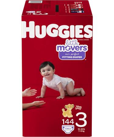 HUGGIES Diapers Size 3 - Huggies Little Movers Disposable Baby HUGGIES Diapers 144ct Mega Colossal Pack Size 3 (144 Count) Old - Buy Online on GoSupps.com