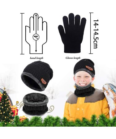 Yutdeng Kids Winter Hat Scarf Gloves Set | Girls Beanie Knitted Snood & Gloves 3-in-1 | Super Soft & Warm | Boys 2-10 Years | Brown Black - Buy Online on GoSupps.com