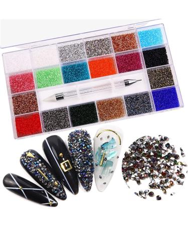 Aqxyedc Mixed AB Glass Crystal Diamond Flat Rhinestone Nail Art Decoration 21 Grid Box Nails Accessories Set With 1 Pick Up Pen wanglan(Color:10) - Buy Online on GoSupps.com