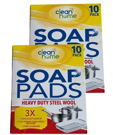 Soap Pads Heavy Duty Steel Wool Scrubbers (2 Boxes of 10-20 Pads Total)
