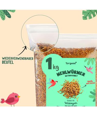 Buy Torgenn Dried Mealworms 1kg - 100% Natural Nutrient-Rich Bird Fish & Reptile Feed - GVO-Free No Additives - Buy Online on GoSupps.com