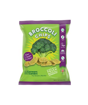 Sour Cream & Chive Broccoli Chips x24 - Healthy Snacks by Growers Garden | Vegan Crisps | Gluten Free + Dairy Free | Lunchbox Snack