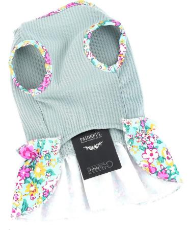 Paidful Dog Blumen Dress for Small & Medium Dogs - Soft Cotton Ruffled Vest for Girls | Summer Spring Wear in Green - Perfect for Chihuahuas & Yorkies - Buy Online on GoSupps.com