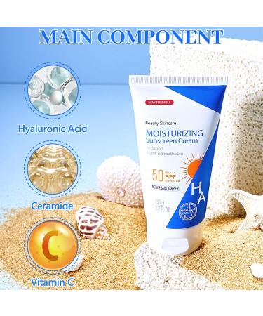 Hyaluronic Acid Body Sunscreen SPF 50 | Hydrating Water-Resistant Lotion for Face & Body | Moisturizing Sunscreen Moisturizer - Buy Online on GoSupps.com