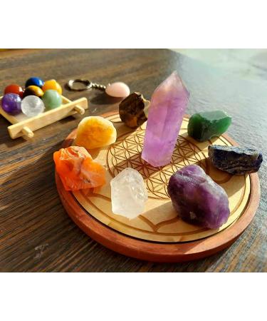 TESH CARE Chakra Synergy Premium Healing Crystal Collection - 7 Chakra Healing Spheres, Raw Stones, Amethyst Wand, Rose Quartz Key Chain, Guide - Meditation & Spirituality - Buy Online on GoSupps.com