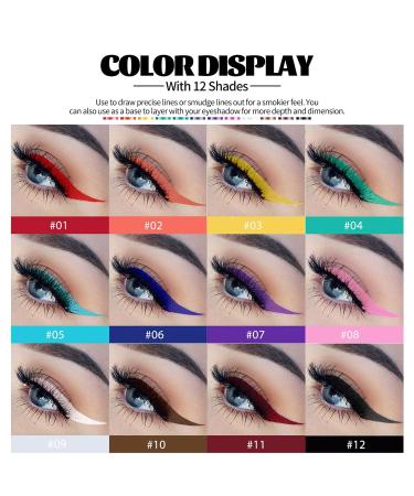 12 Colors Waterproof Liquid Eyeliner Set - Long-Lasting Matte Eyeliner for Women | Multifunctional Cosmetic Tool - Buy Online on GoSupps.com