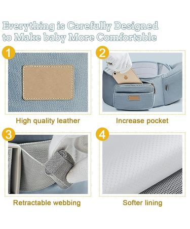 FRUITEAM 6-in-1 Baby Carrier with Hip Seat - Blue | Adjustable for Newborn to Toddler | Breastfeeding-Friendly - Buy Online on GoSupps.com