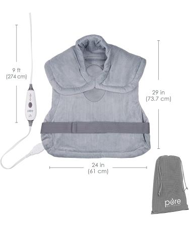 Pure Enrichment PureRelief XL Heating Pad for Back & Neck - Heat Therapy for Muscle Pain, Cramps, and Sore Muscles - 4 Heat Settings - Auto Shut-Off - Gray - Buy Online on GoSupps.com