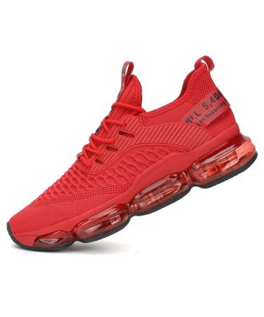 Kapsen Mens Running Shoes Air Cushion Tennis Walking Sneakers Casual Sport Gym Jogging 9.5 4-red