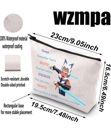 Wumpa Ahsoka Tano Cosmetics Bag - Perfect Gift for Star Wars Fans | Braver Stronger Smarter Makeup Bag with Zipper for Women & Girls - Buy Online on GoSupps.com