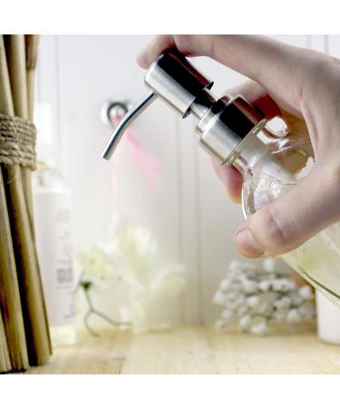 Stainless Steel Lotion Pumps - 8oz Clear Glass Boston Round Bottles (4-Pack) - Buy Online on GoSupps.com