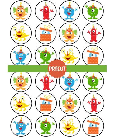PRECUT Monsters Edible Cupcake Toppers - Monsters Birthday Party Theme Premium Thickness SWEETENED VANILLA - wafer card disc cake decorations (Pack of 24) - Buy Online on GoSupps.com