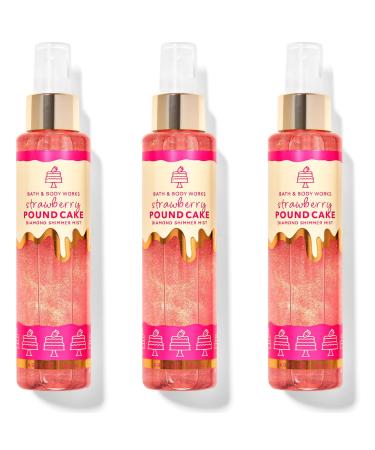 Strawberry Pound Cake Diamond Shimmer Mist by Bath + Body Works - Pack of 3 (4.9 fl oz / 146 ml each)