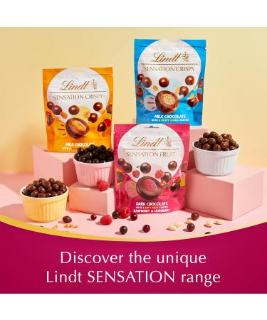 Lindt FRUIT SENSATION Chocolat noir sensation framboise et canneberge pochette 150 g - Buy Online on GoSupps.com