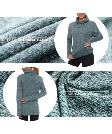 Soneven Women's Running Fleece Sweatshirt Cowl Neck Pullover with Thumb Holes and Neck Gaiter - Teal (Large) - Buy Online on GoSupps.com