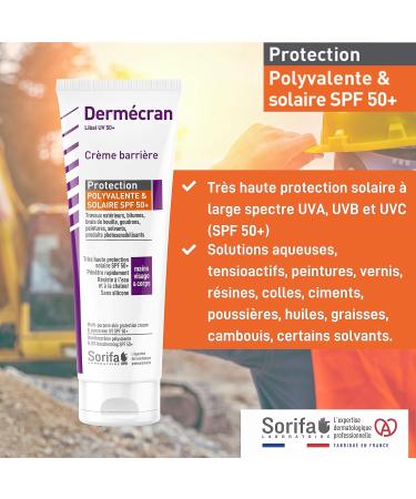 SORIFA - Pack of 2 - Derm cran - Barrier cream - Multi-purpose and sun protection SPF50+ - UV paint solvent oil pitch creosote tar - Hands face body - Fragrance-free - 100 ml tube. - Buy Online on GoSupps.com