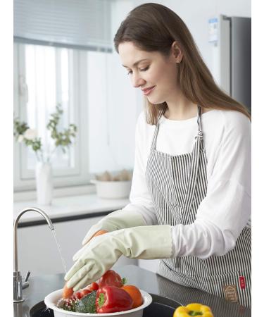 Lanon Wahoo 3 Pair Reusable Household Gloves | Skin-Friendly Flocked Cotton | Kitchen & Cleaning | Light Green | Size M - Buy Online on GoSupps.com