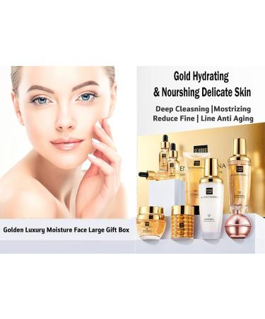 SENANA 24K Gold Skin Care Set - Moisturizing Face Cream & Essence Set for Pore Reduction, Oil Control - 9 Piece Kit - Buy Online on GoSupps.com