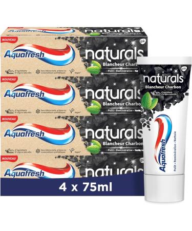 Aquafresh Naturals Whitening Charcoal Toothpaste, Cleans, Refreshes and Protects against cavities, Pack of 4 x 75 ml