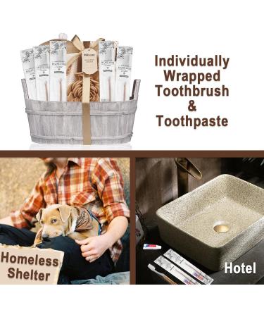 Bulk Disposable Toothbrushes with Toothpaste - 20 Individually Wrapped Travel Kits for Hotels Airbnb Weddings & Charities - Buy Online on GoSupps.com