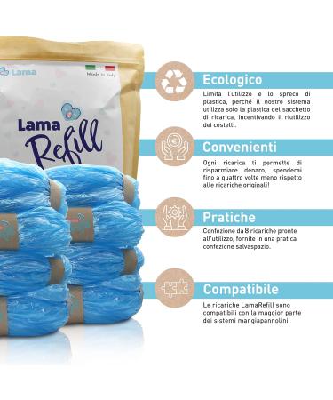 Baby Lama 8 Odorless Refill Films for Tommee Tippee Twist & Click Simplee Sangenic Tec - Compatible & Eco-Friendly Packaging - Buy Online on GoSupps.com