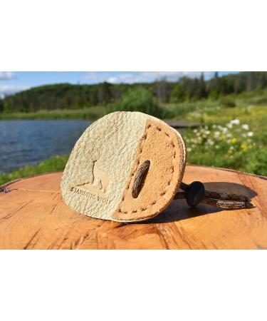 Standing Wolf Moose Leather Archery Finger Tab | Traditional Style Finger Protector (3 Under TAN) | Handmade for Hunting & Target Practice - Buy Online on GoSupps.com