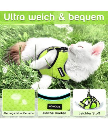 Aokcats Adjustable Soft Reflective Cat Harness Set with Leash & Dishes - Leak-Proof Design for Kittens & Rabbits - Light Green - Buy Online on GoSupps.com