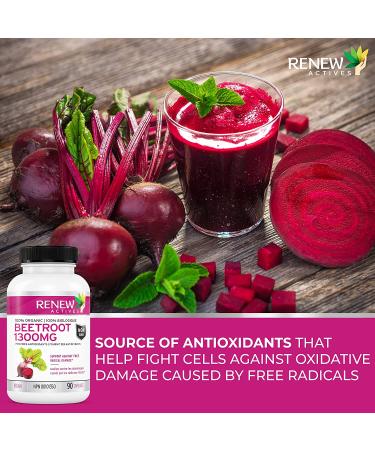 Organic Beetroot Supplement 1300mg Extract - Lower Blood Pressure & Boost Energy - 90 Veggie Capsules - Buy Online on GoSupps.com