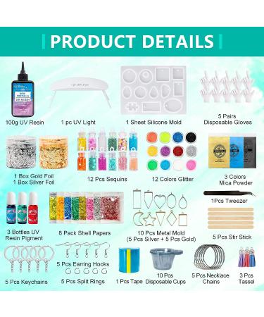 JDiction UV Resin Kit - Crystal Clear Sunlight Curing Beginner Kit for Jewelry, Doming, Coating, Casting - DIY Craft - Buy Online on GoSupps.com
