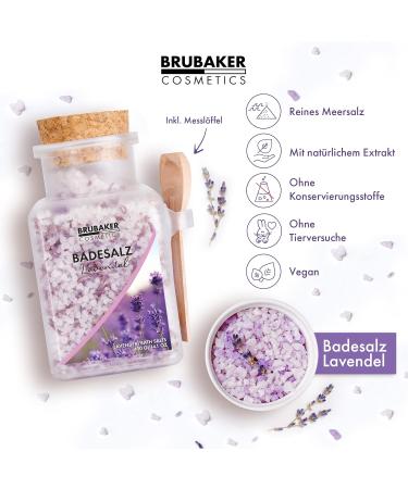 Brubaker Swimming Salt 3x400g - Lavender Fragrance - Wellness Bathing Additive with Flowers & Natural Extracts - Relaxation & Body Care with Wood Measuring Spoon - Buy Online on GoSupps.com