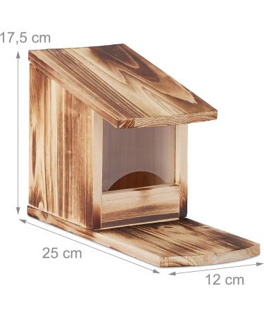 Relaxdays Squirrel Feeder House Feeding Station Box Standing Wooden HWD: 17.5 x 12 x 25 cm Flamed - Buy Online on GoSupps.com