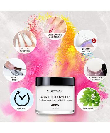 Morovan Clear Acrylic Powder 60g - Professional Nail Extension Powder for Carving Nails - No Nail Lamp Needed - Buy Online on GoSupps.com