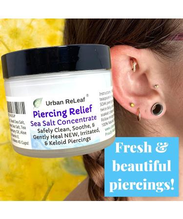 Urban ReLeaf Piercing Relief Sea Salt Concentrate - Set of 2 | Aftercare Clean, Soak, Heal Keloid Bump Piercings | Tea Tree & Non-iodized Sea Salt | Makes 90 Cups - Buy Online on GoSupps.com