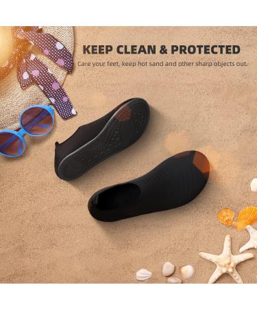 Quick-Dry Aqua Socks Water Shoes for Women Men | Beach Barefoot Yoga Exercise Wear | Black - Size 8.5-9.5 Women/7.5-8.5 Men - Buy Online on GoSupps.com