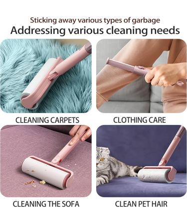 Buy Extendable Long Lint Roller with Dust-Proof Cover - 3 Refills 180 Sheets for Furniture Clothes Carpets & Curtains (Pink) - International Shipping Available - Buy Online on GoSupps.com