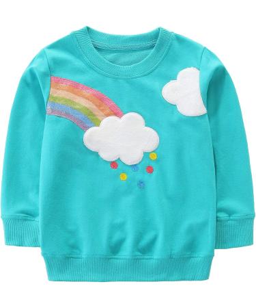 Girls Rainbow Sweatshirt | Cotton Long Sleeve Top for Toddler Girls (1-12 Years) | Casual Jumper | Pullover Kids T-Shirt | Size 6-7 Years - Buy Online on GoSupps.com