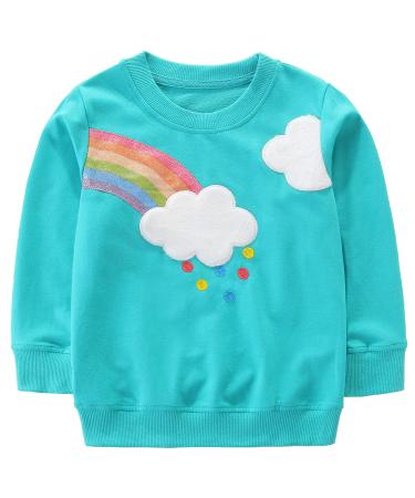 Girls Sweatshirt for Kids Cotton Top Casual Jumper Girl T Shirt Toddler Clothes Long Sleeve Pullover Age 1-12 Years 1-2 Years Rainbow
