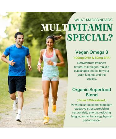 NEVISS Vitamin D3 5000IU + K2 (MK-7) 120mcg with Vegan Multivitamin for Women Men with Iron Vitamin B12 A D3 K2 Algae Omega 3 Magnesium Zinc - Buy Online on GoSupps.com