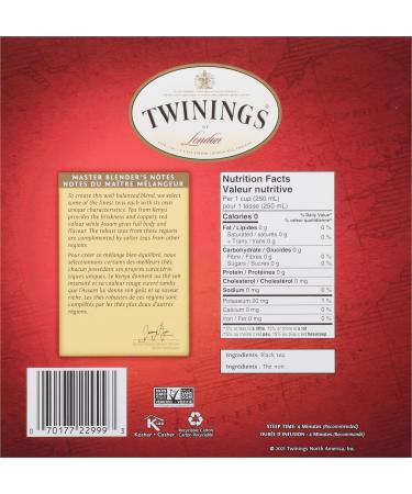 Twinings English Breakfast Individually Wrapped Tea Bags | Caffeinated Smooth Flavourful Robust Black Tea | 100 Count (Pack of 4) | Enjoy Hot or Iced Classic English Breakfast 100 Count (Pack of 4) - Buy Online on GoSupps.com