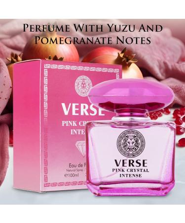 Verse Pink Crystal Intense for Women 3.4 fl Oz - Fruity & Floral Scents of Raspberry Peony Magnolia & Lotus Flowers - Base Notes of Amber Vibrant Musk & Deep Mahogany Wood - Elegant 100ml Bottle - Buy Online on GoSupps.com