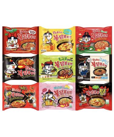 Samyang Korean Assorted Top Spicy Ramen Noodle Challenge (Pack of 5)- 1 of each 5 different flavour
