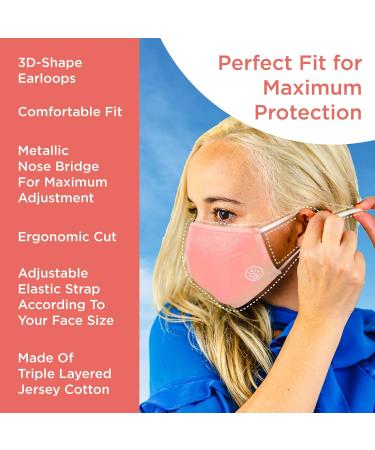 Be Sparkle Reusable Cotton Face Masks for Men Women & Kids - Adjustable Ear Loops - Coral - Eco-Friendly Comfortable & Stylish - Buy Online on GoSupps.com