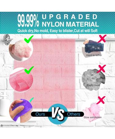 UJFQBH 3 Pieces African Net Sponge Set - Exfoliating Shower Body Scrubber for Smooth Skin | Back Scrubber - Pink Yellow Purple - Buy Online on GoSupps.com