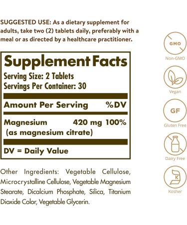 Solgar Magnesium Citrate 60 Tablets - Premium Muscle Relaxant & Mineral Support - Buy Online on GoSupps.com
